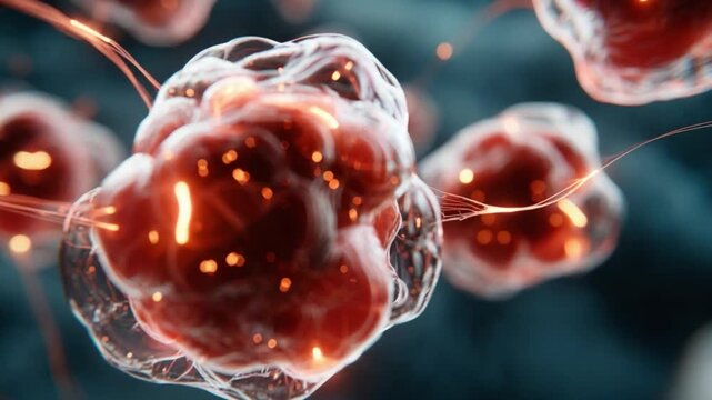 Microscopic Marvel: An up-close view reveals the intricate architecture of cells. The image captures the essence of scientific and medical discovery. 