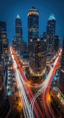 Fototapeta premium City Lights - A Nighttime Urban Landscape.