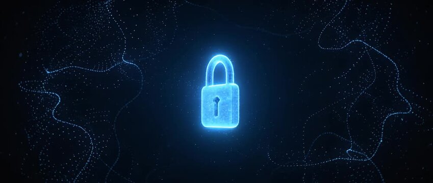 Glowing padlock icon cybersecurity data encryption digital lock secure network privacy protection technology background with cyber security data protection lock icon privacy encryption digital
