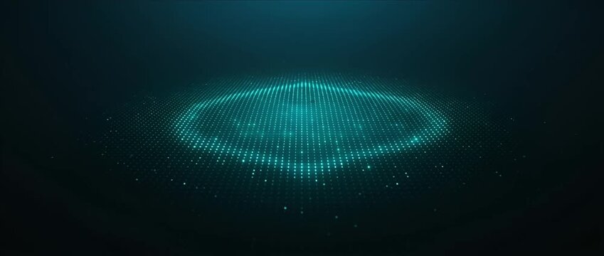 Futuristic technology background digital wave particle grid data glow abstract design modern light smooth motion video creation virtual stage teal neon innovation concept pattern cyber space