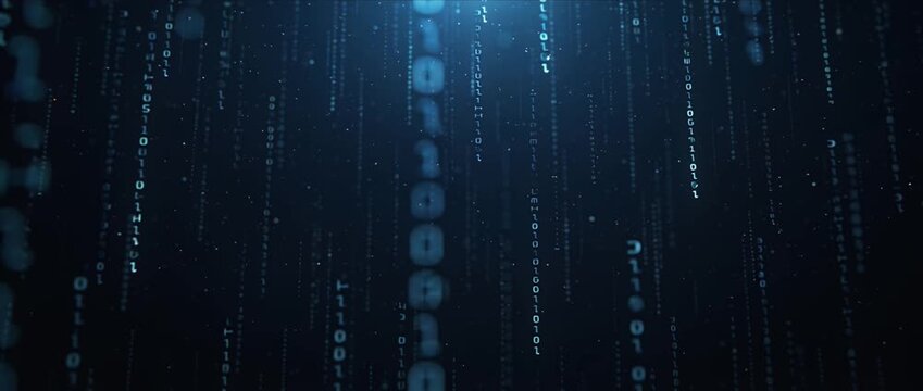 Digital code background binary data stream matrix style rain blue cyber texture futuristic network pattern technology concept dark abstract scene immersive atmosphere sci fi cyberspace cyber data