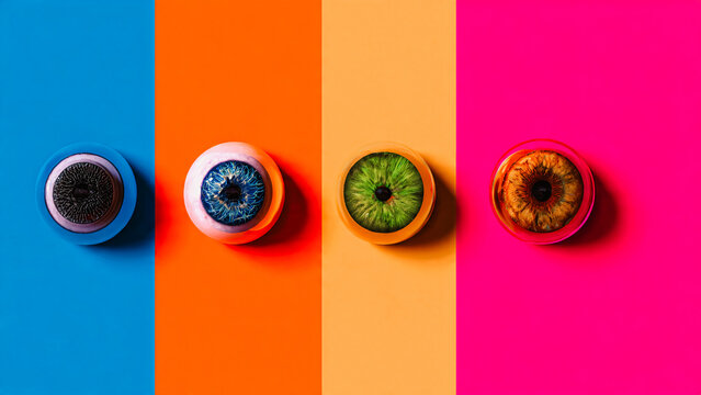 Yeux align&eacute;es sur des bandes de couleurs
