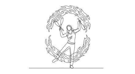 Fire Dancer Performing Hoop Trick © Azizi