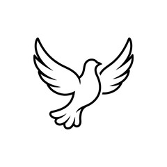 Fototapeta premium A simple black and white illustration of a dove in flight.