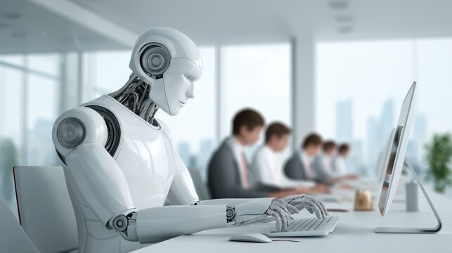 Humanoid robot office automation with UBI and universal basic income future