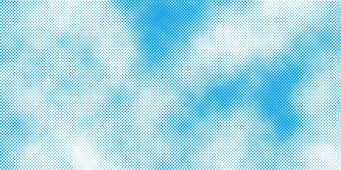 Abstract halftone sky background with blue polka dot clouds vector illustration © Sukses