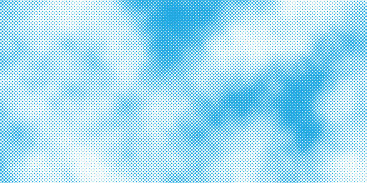 Abstract halftone sky background with blue polka dot clouds vector illustration