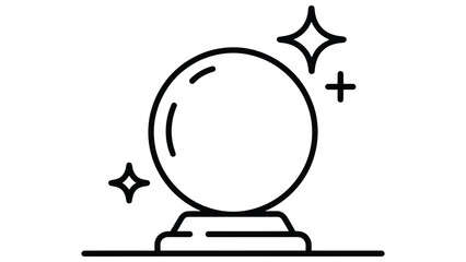 crystal ball icon in minimal outline style, fortune telling and mystical magic illustration isolated on light background © muhammad