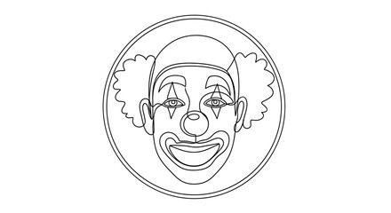 Obraz premium Minimalist Clown Face Continuous Line Drawing Art
