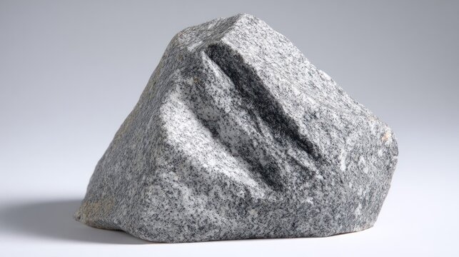 Close-up of rough granite sample with coarse-grained patterns on neutral background. STEM education sheets, lab safety posters, designed for biotech research communications.