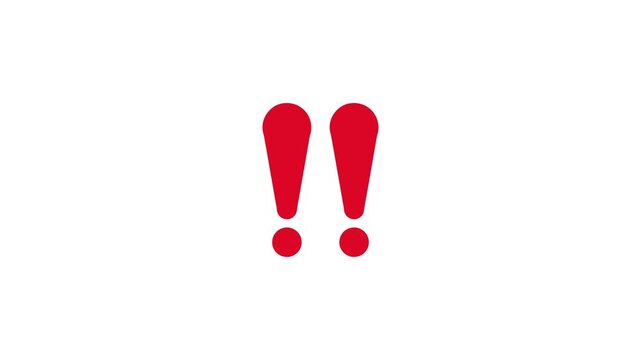 Warning exclamation animation icon for alert notification video