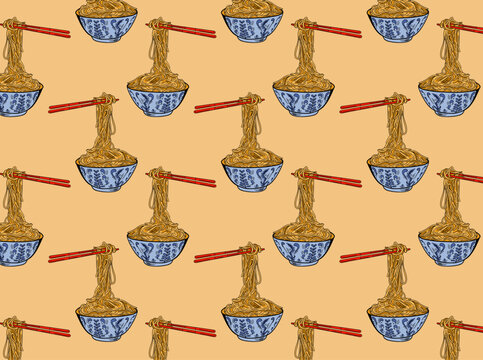 Noodle repeat pattern design in seamless vector print 