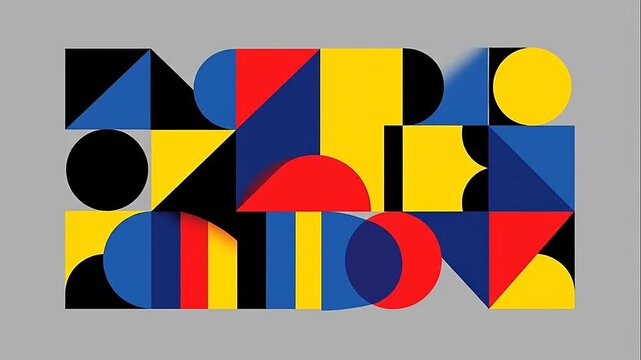 Vibrant geometric shapes in abstract composition.