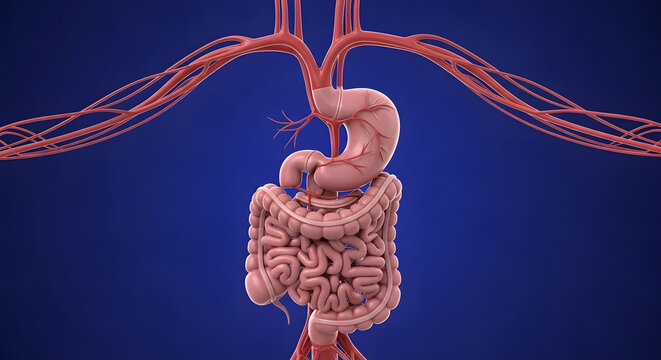 Human Abdominal Anatomy - Stomach, Intestines and Vascular Supply