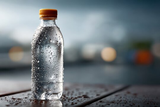 Clear Glass Bottle Condensation Athlete After Workout Refreshing