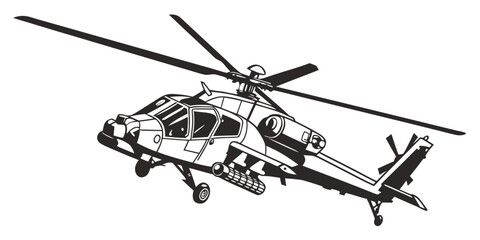 A black and white drawing of a helicopter © Hf