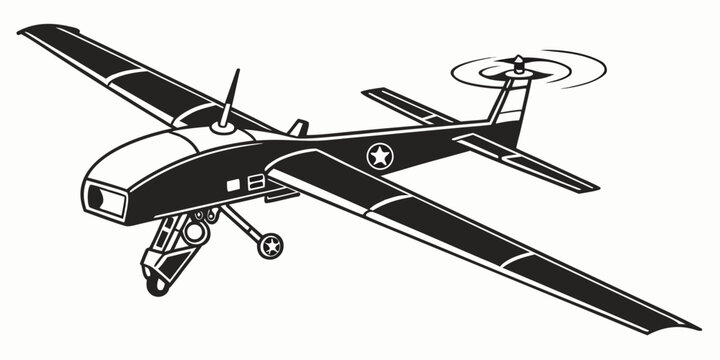 A black and white drawing of a small airplane