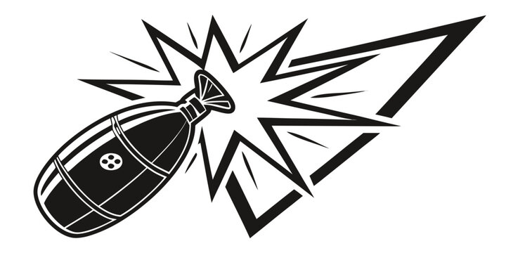 A black and white bomb with a fuse