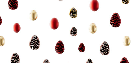 Seamless pattern with decorative Easter eggs on white background. Perfect for Easter greetings and spring season. Festiv © vegefox.com