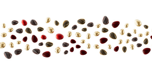 Elegant abstract design featuring Easter eggs in gold, red and textured patterns, perfect for holiday greetings and desi © vegefox.com