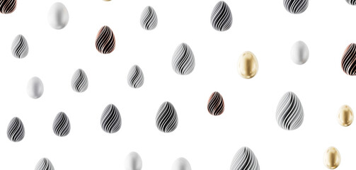 Abstract pattern of metallic Easter eggs. Perfect for design projects, seasonal greetings, and festive concepts. High-qu © vegefox.com