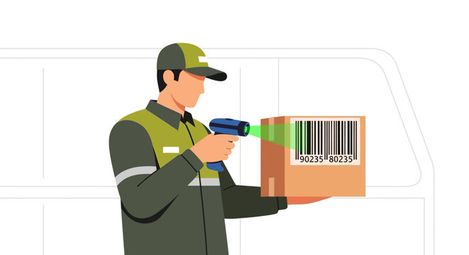 Delivery man with a package box.