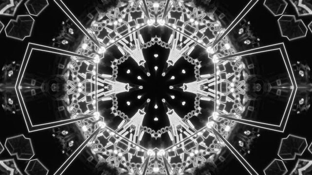 Monochrome Kaleidoscope Tunnel Abstract Seamless 4K Background Loop
