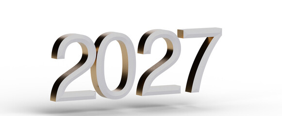 3D rendered illustration of the number 2027 in a stylish design perfect for new year greetings and future-themed projec © vegefox.com