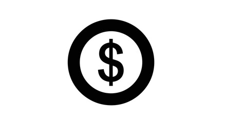 Obraz premium Bold dollar sign currency symbol in a black circle on an isolated white background