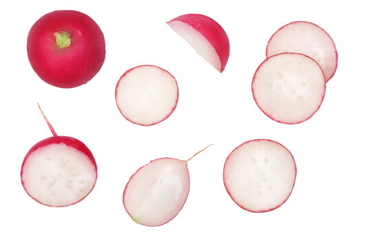 Radish isolated on a white background, top view