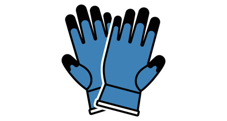 Obraz premium Blue work gloves with black fingertips on white background