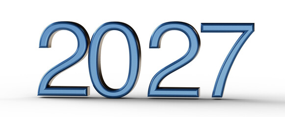 Bold blue 2027 text stands out against a clean white background, representing the upcoming year. Perfect for financial © vegefox.com