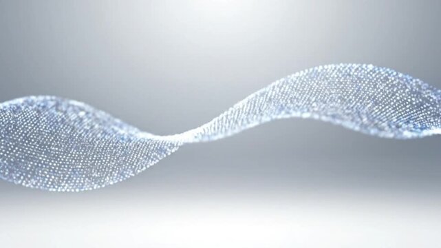 Abstract flowing silver particle wave futuristic digital data stream technology background elegant dynamic motion visualization concept