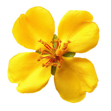 bright yellow ochna flower on transparent png background