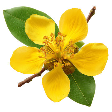 bright yellow ochna flower on transparent png background