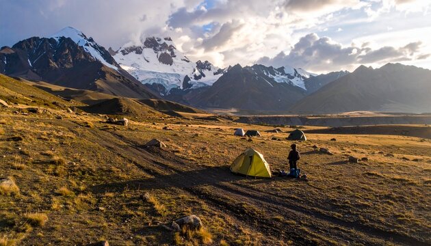 Camping in the Peruvian Andes - A Serene Mountain Landscape.