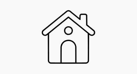 Fototapeta premium Minimal Line Home Icon – Outline House UI Vector Symbol