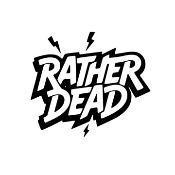 Rather dead text in comic style with lightning bolts