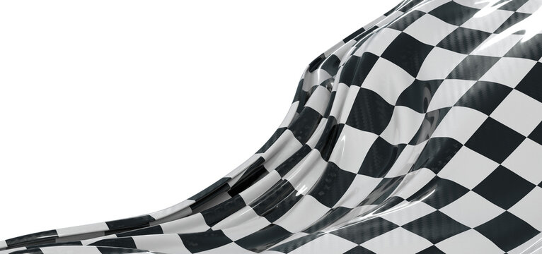 Dynamic image of a checkered flag waving against a white backdrop perfect for racing and competition themes. Ideal for d