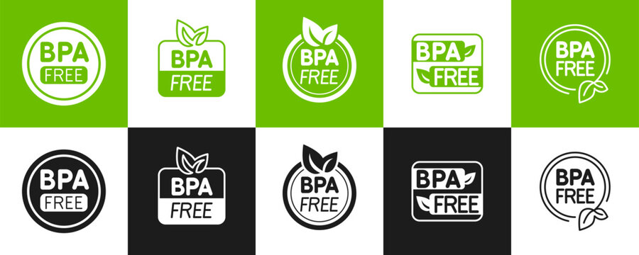 bpa bisphenol a free icons signs stickers set vector illustration 