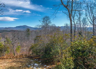 Fototapeta premium A view from a friends back yard of the mountains in North Carolina