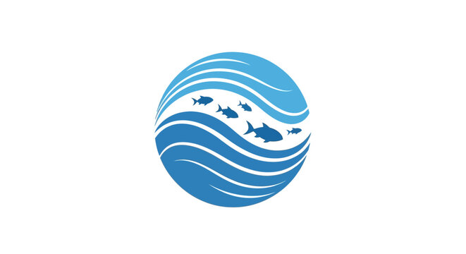 Blue fish swimming in ocean waves.