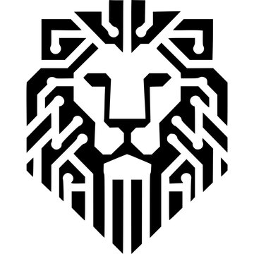 Digital Lion Emblem: A powerful lion rendered in a sleek, digital circuit-board design, symbolizing strength and innovation in the tech realm.