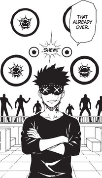 Black and white manga comic book character illustration
