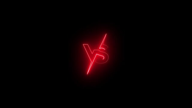 VS  icon and  Red and blue color neon animated versus vs bars neon multiplayer co op team with smoky on black background. 4k looping video  animation