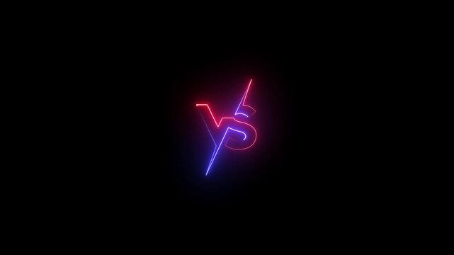 VS  icon and  Red and blue color neon animated versus vs bars neon multiplayer co op team with smoky on black background. 4k looping video  animation