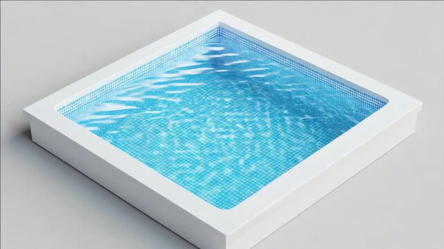 This video features a modern indoor swimming pool with a unique reflective surface, giving it a stunning blue appearance.