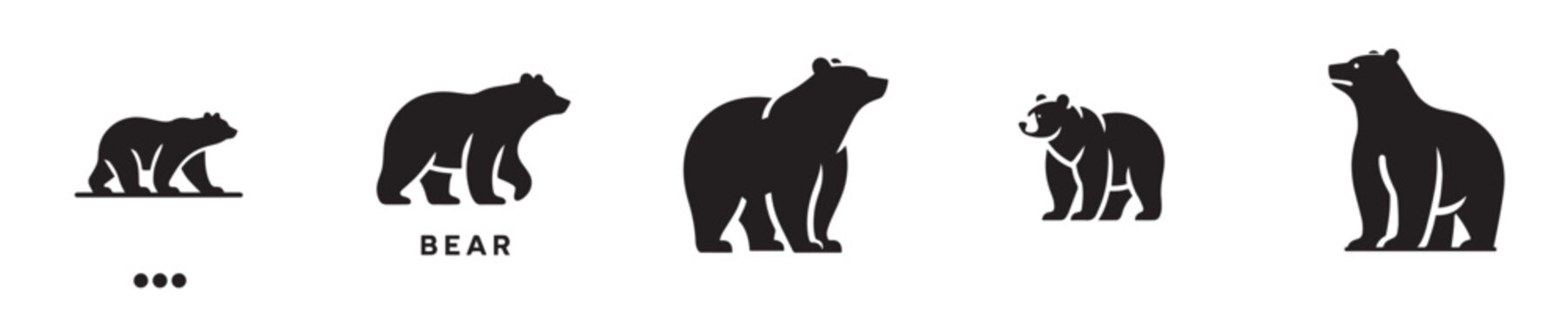 bear vector with silhouette style