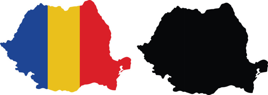 Romania Flag Map Vector Illustration
