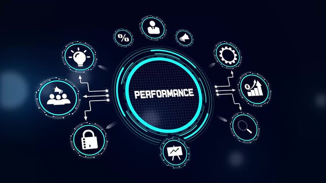 Business performance analysis hud animation for metric tracking, success evaluation, and strategic growth review visuals